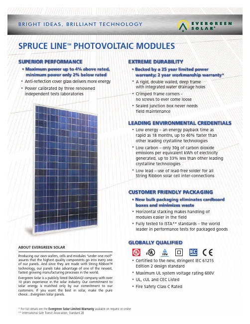 深绿太阳限量贸易公司 Evergreen Solar 限量生产的 Spruce Line 