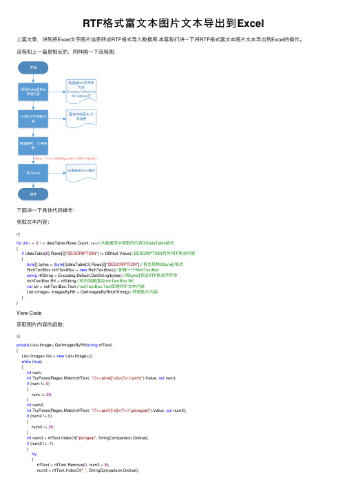 RTF格式富文本图片文本导出到Excel