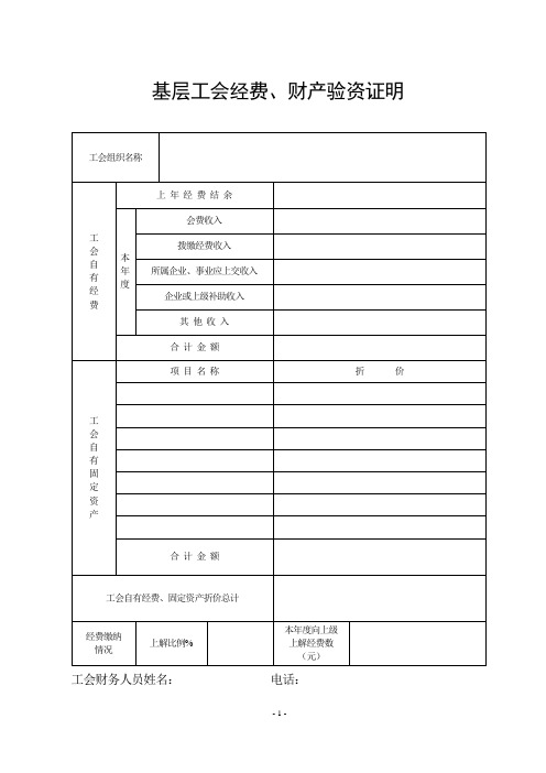 基层工会经费、财产验资证明