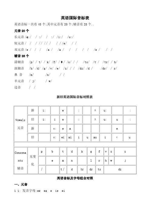 新旧英语国际音标对照及发音