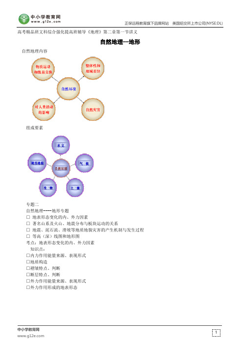 自然地理地形--高考精品班文科综合强化提高班辅导《地理》第二章第一节讲义