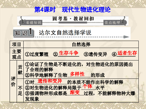 (安徽专用)高考生物一轮复习 第5、6、7章 第4课时现代生物进化理论课件 新人教版必修2