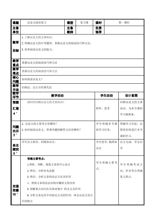 九年级(下)语文议论文知识点复习