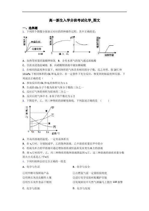 高一新生入学分班考试化学_图文