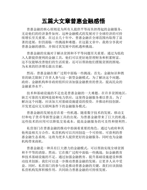 五篇大文章普惠金融感悟