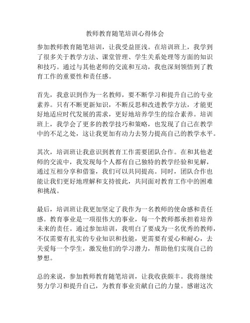 教师教育随笔培训心得体会