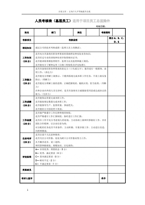 公司员工年终考核表