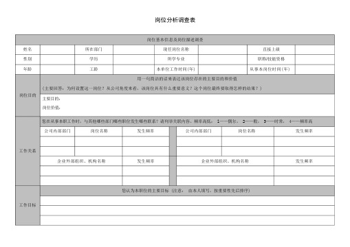 岗位分析调查表--(模板)