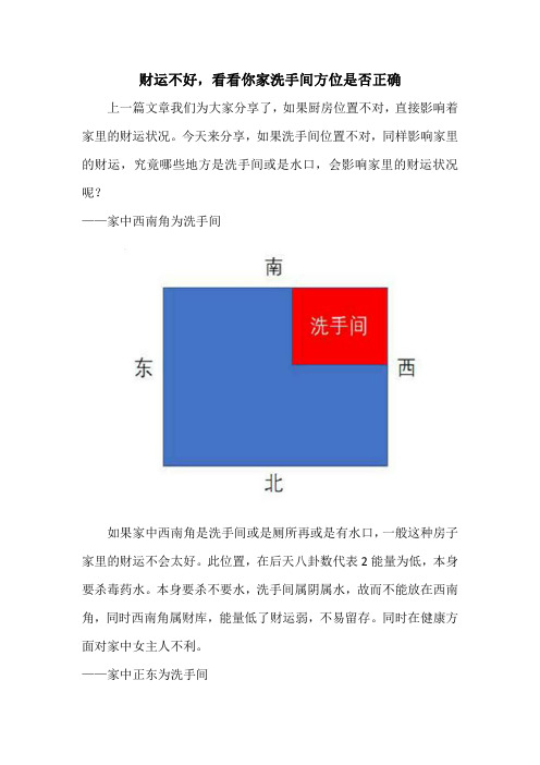 何曼宁老师分享——财运不好,看看你家洗手间方位是否正确