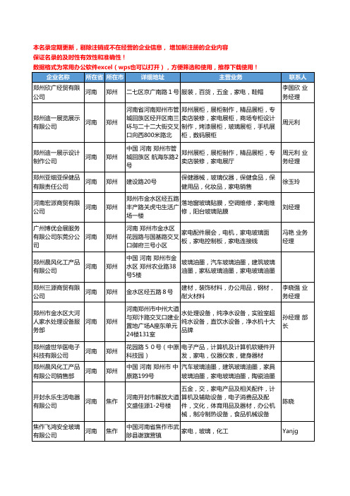 2020新版河南省家电玻璃工商企业公司名录名单黄页大全13家