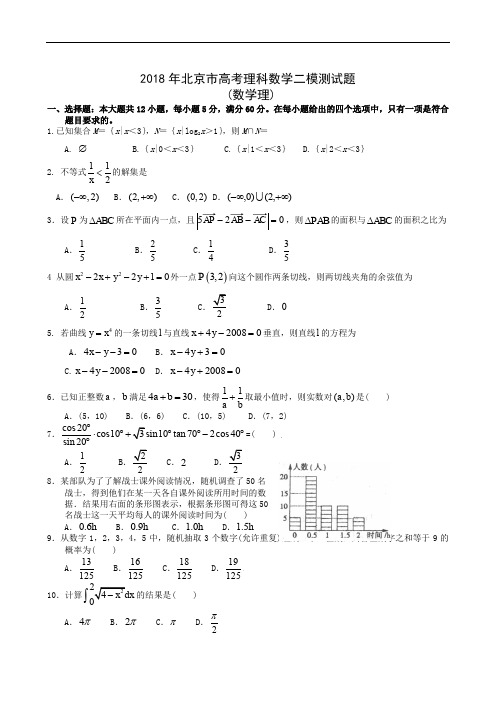 2018年北京市高考理科数学二模测试题 (1)