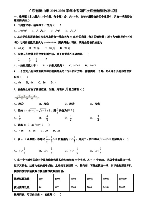 广东省佛山市2019-2020学年中考第四次质量检测数学试题含解析