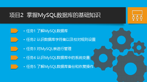 数据库技术项目化教程(基于MySQL)教学课件 项目2  掌握MySQL数据库的基础知识