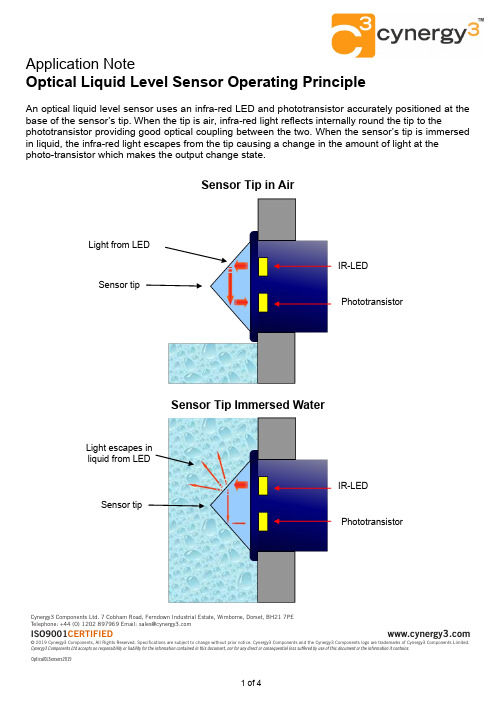 Cynergy3 Components 光学液位传感器应用说明说明书