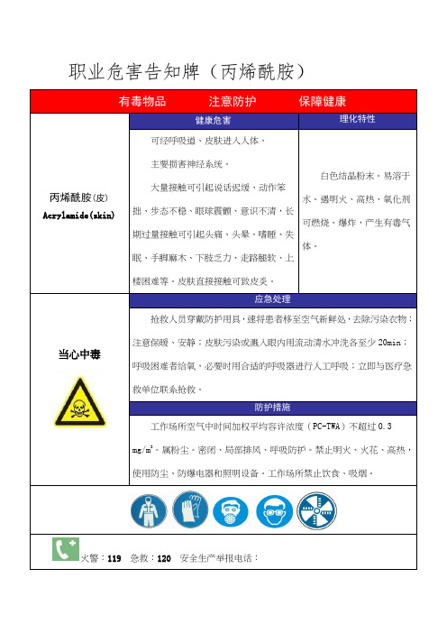 职业危害告知牌(丙烯酰胺)