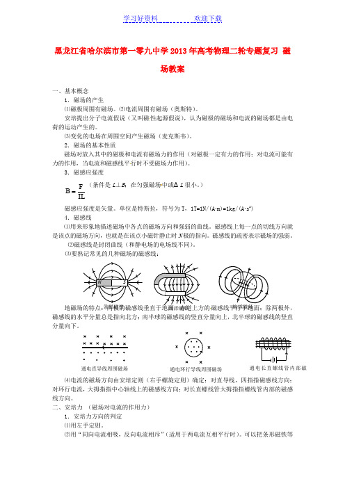 哈尔滨市第一零九中学高考物理二轮专题复习磁场教案