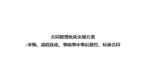 合同管理优化实操方案-采购、流程优化、事前事中事后管控、标准合同