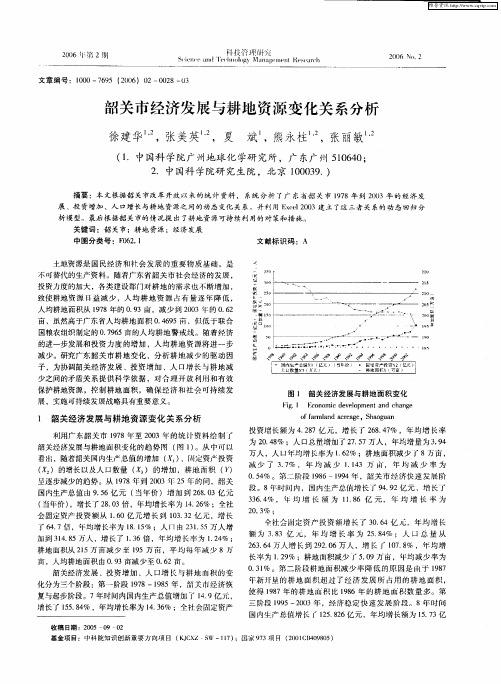 韶关市经济发展与耕地资源变化关系分析