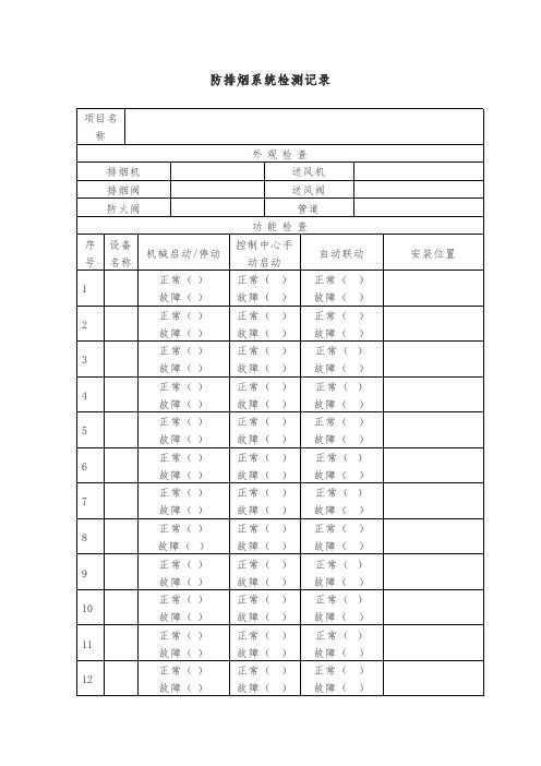 防排烟系统检测记录表模板