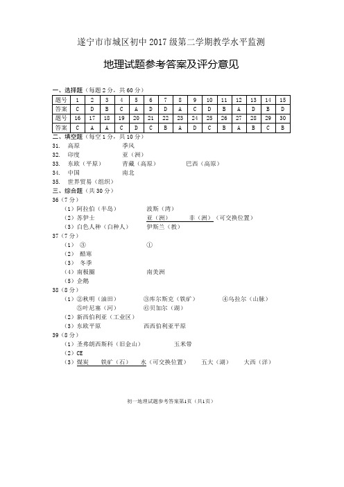 初一地理(答案)