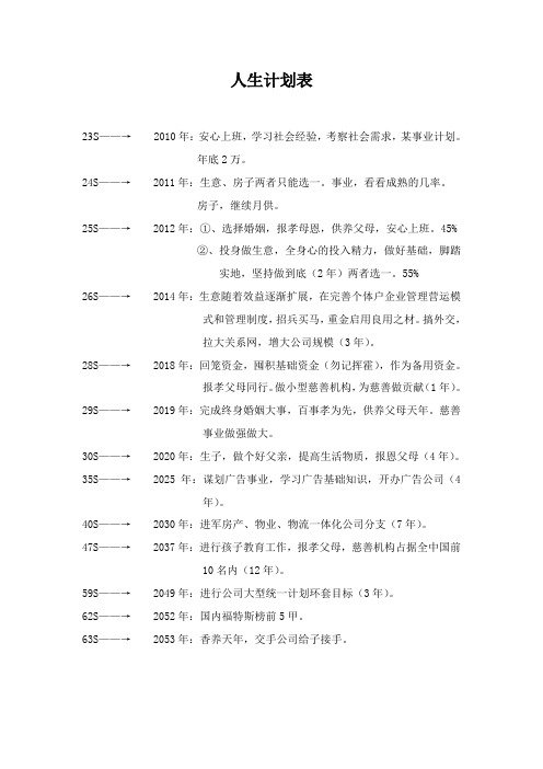 人生计划表