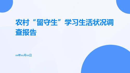 农村“留守生”学习生活状况调查报告