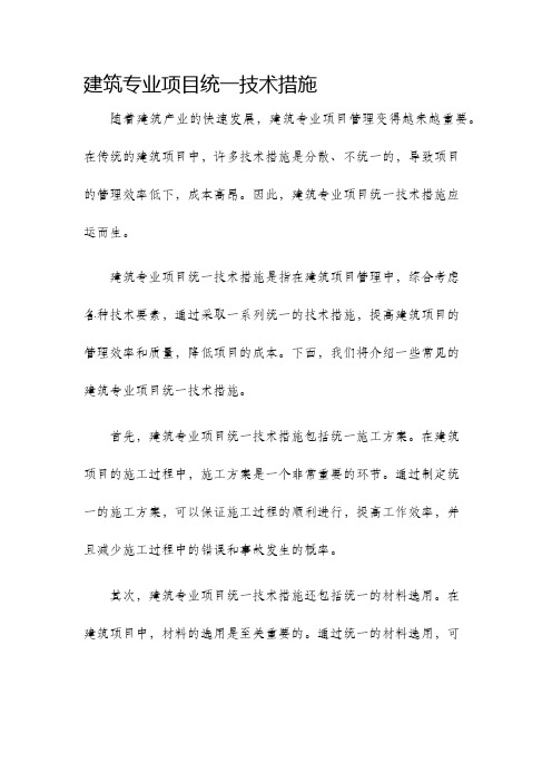 建筑专业项目统一技术措施