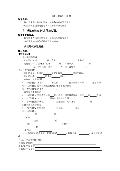 消化和吸收学案