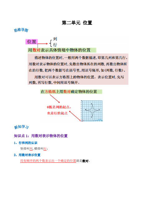 五年级数学上册单元讲练(人教版) 第二单元《位置》(解析)