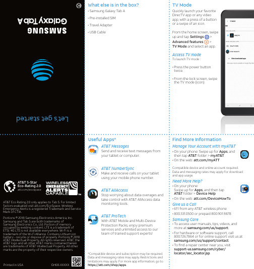 Samsung Galaxy Tab A 商品说明书