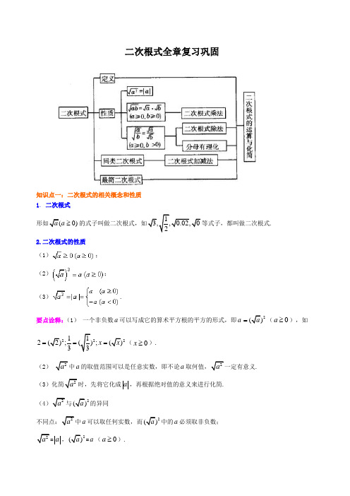 人教版八年级二次根式全章复习(经典)