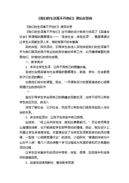 《我们的生活离不开他们》课后反思商