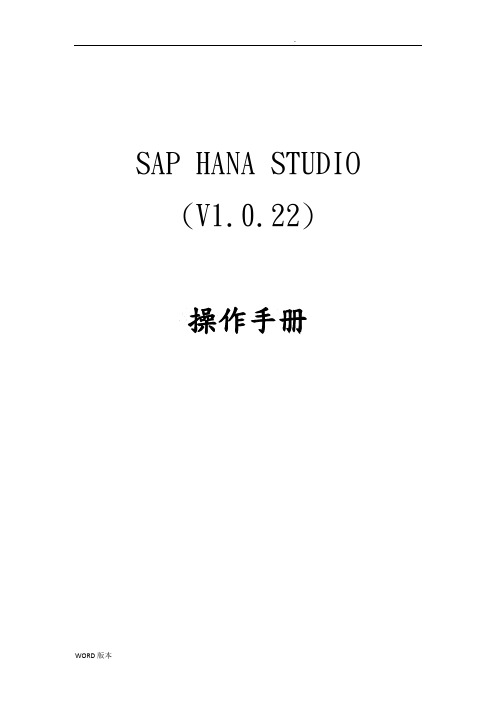 HANA-STUDIO操作说明V1.1