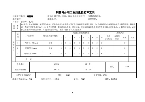 钢筋网分项工程质量检验评定表