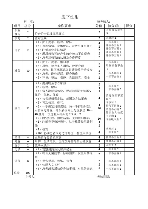 皮下注射评分标准