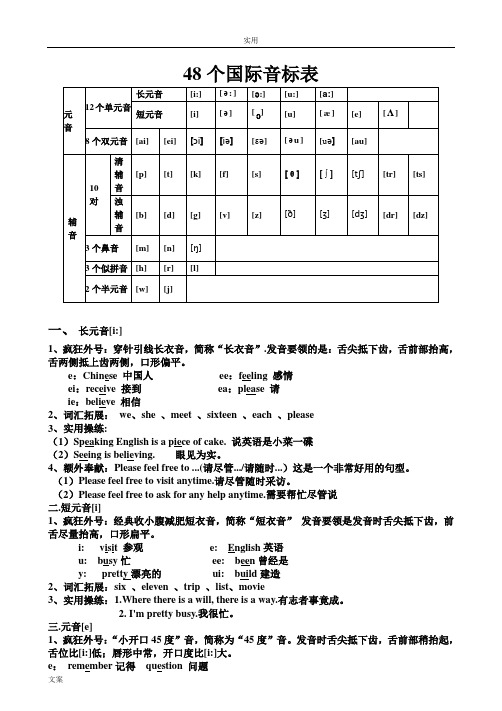 48个国际音标表(打印版)