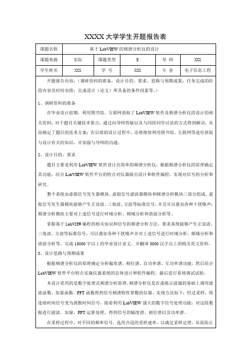 基于LabVIEW的频谱分析仪的设计--开题报告