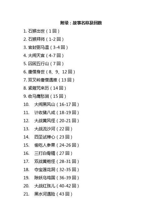 (完整版)西游记原著故事名称及回目概括