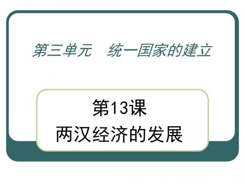 历史人教七年级上册(2014年修订)人教课标版第三单元  统一国家的建立第13课两汉经济的发展