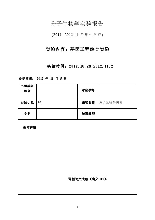 基因工程实验报告(终)华南理工大学