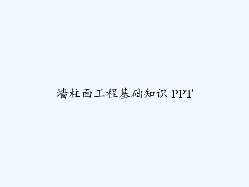 墙柱面工程基础知识 PPT