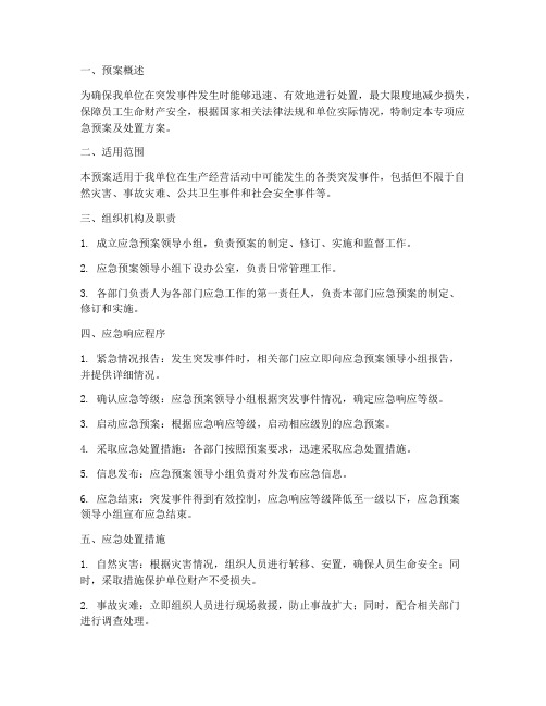 专项应急预案及处置方案