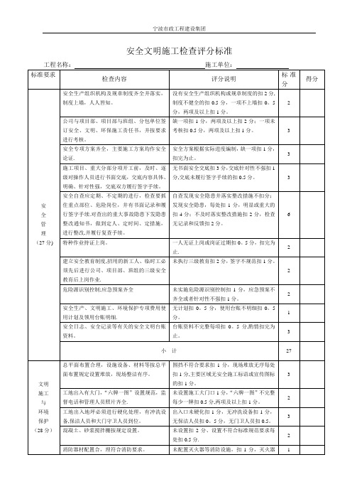 安全文明施工检查评分标准(计分)