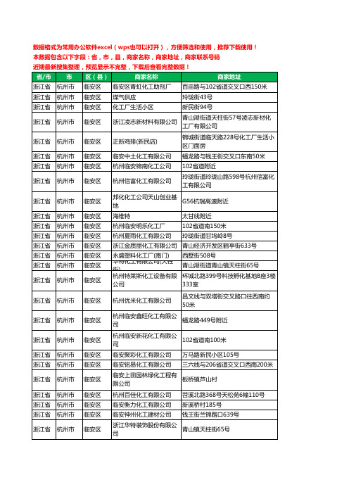 2020新版浙江省杭州市临安区化工有限公司工商企业公司商家名录名单黄页联系电话号码地址大全50家