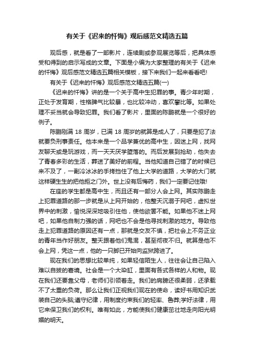 有关于《迟来的忏悔》观后感范文精选五篇