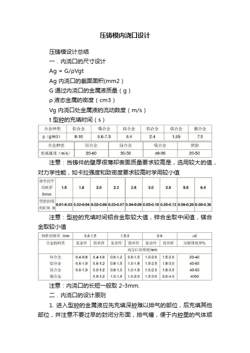 压铸模内浇口设计