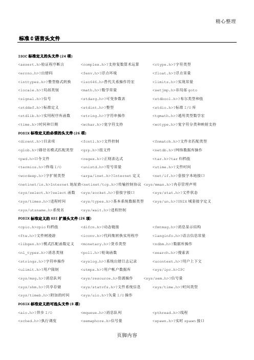 C语言头文件大全