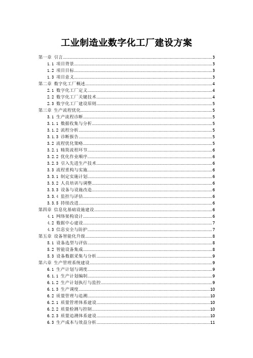 工业制造业数字化工厂建设方案