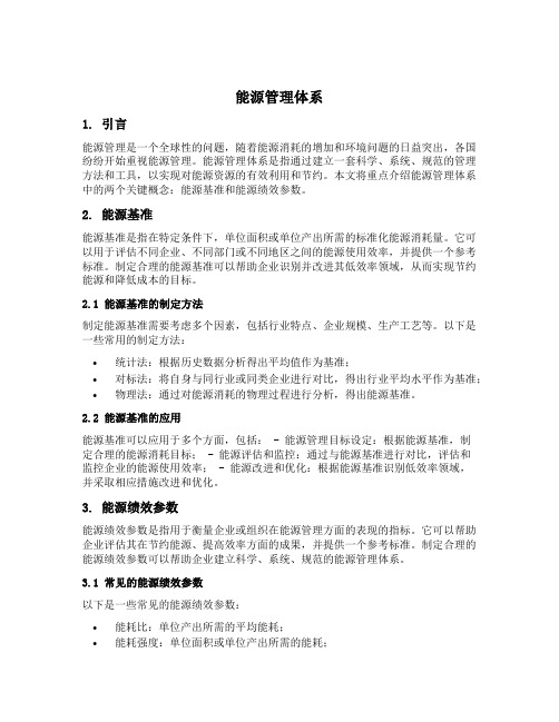 能源管理体系 能源基准和能源绩效参数