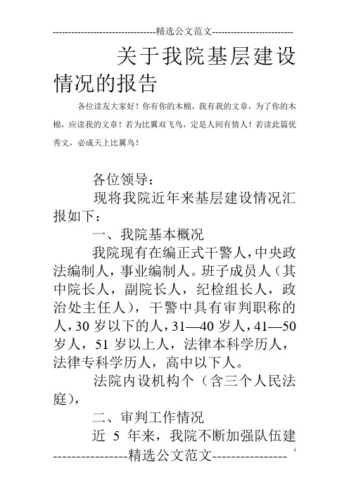 关于我院基层建设情况的报告